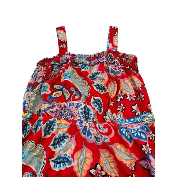 Talbots Red Paisley Dress Sleeveless Summer Sundress Women's 12P Fit & Flare - Picture 3 of 10